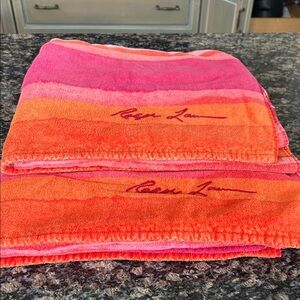 RALPH LAUREN HOME BEACH STRIPED TOWELS SET OF 2